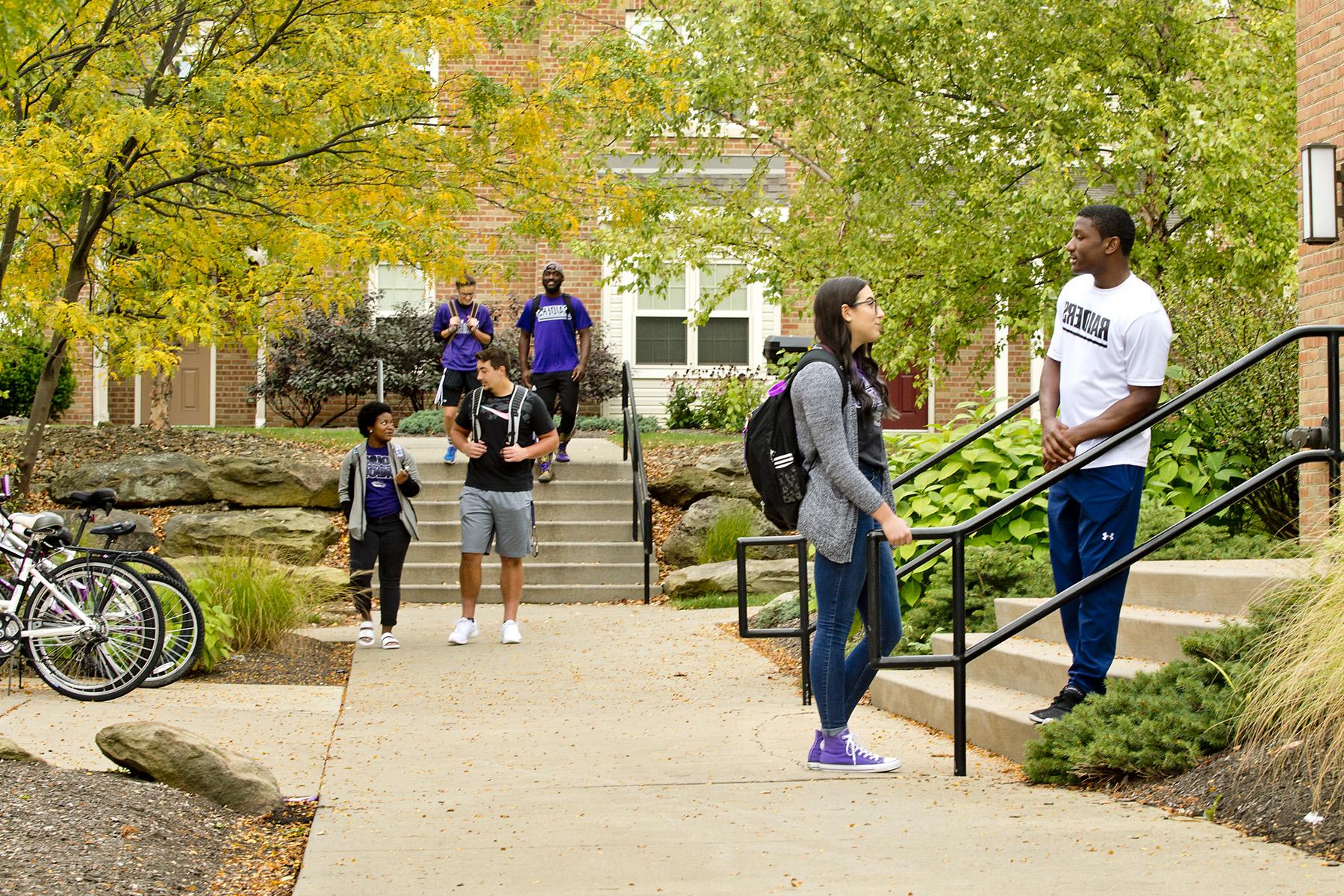 Mount Union students walking and enjoying campus.